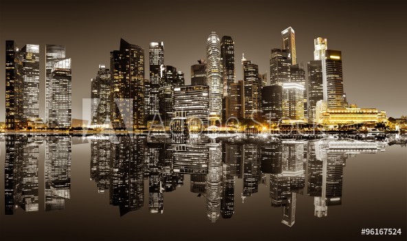 Picture of Singapore downtown night view